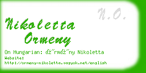 nikoletta ormeny business card